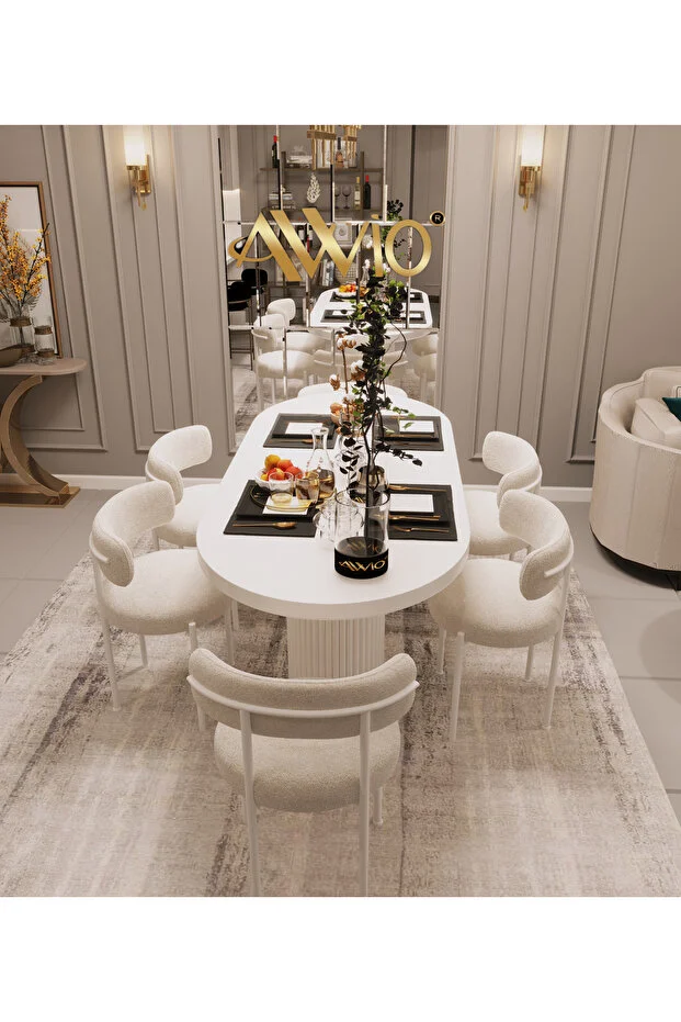 Veyron Teddy Sandalye 80x140 Yemek Masası Mutfak Masası 6 Sandalyeli Masa Sandalye Takım